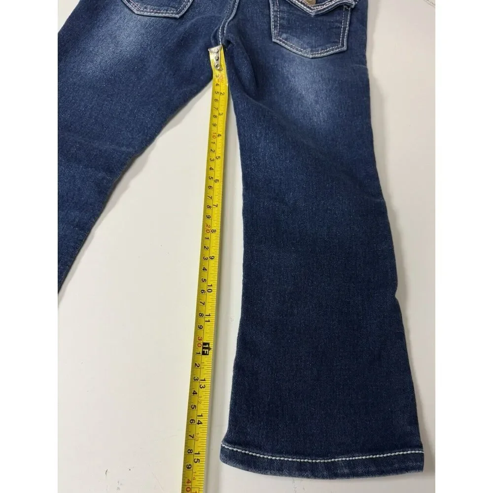 Girl's Wallflower Embroidered Flared Bedazzled Stretch‎ Blue Denim Jeans 4 Cute!